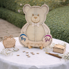 Wooden Bear Gender Reveal Guest Book Alternative with 80 Hearts