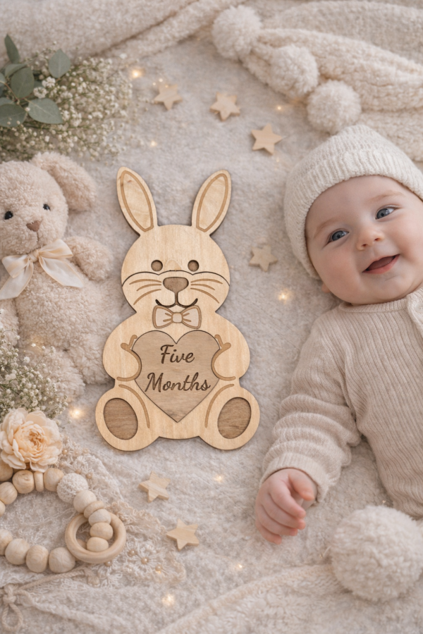 Baby Monthly Milestone Sign Set | Wooden Baby Photo Props | 1-12 Months