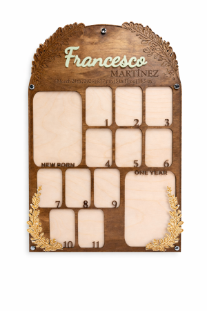 Personalized Baby First Year Photo Frame, Monthly Milestone Collage, Nursery Decor