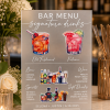 Custom Acrylic Wedding Bar Menu Sign, Signature Drinks, Cocktail Menu, Reception Decor