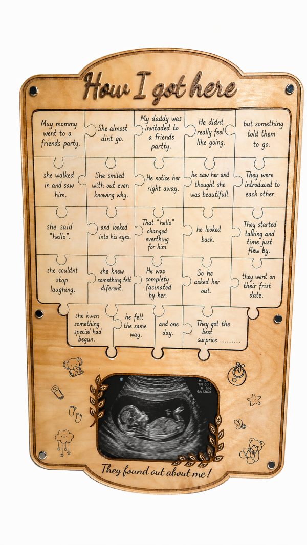 Personalized Baby Story Puzzle Board, Ultrasound Frame, Nursery Decor, Keepsake Plaque