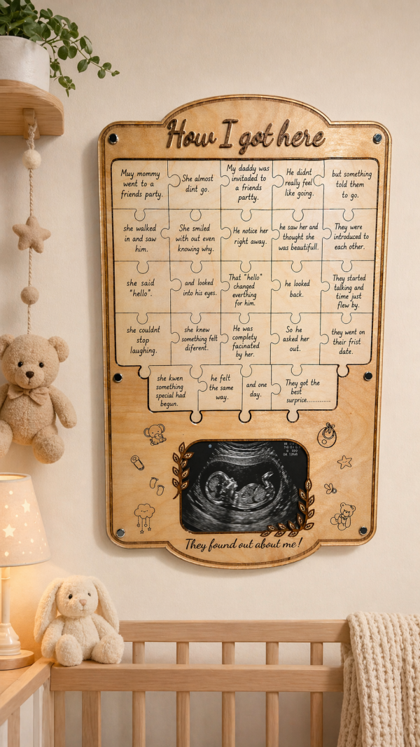Personalized Baby Story Puzzle Board, Ultrasound Frame, Nursery Decor, Keepsake Plaque