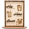 Custom Wooden Signature Cocktail Sign with Pet | His & Hers Wedding Bar Menu (Engraved)