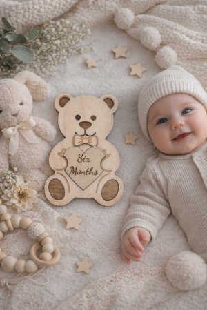 Baby Monthly Milestone Sign Set | Wooden Baby Photo Props | 1-12 Months