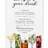 Minimalist Acrylic Cocktail Sign, Wedding Bar Menu, Modern Event Decor