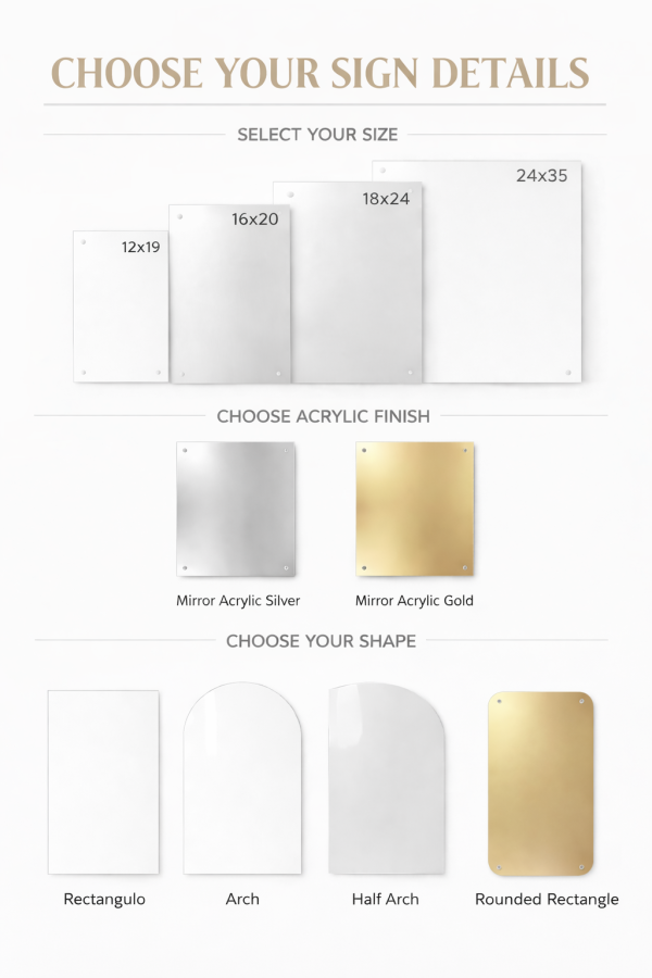 Custom Mirror Acrylic Wedding Welcome Sign, Modern Minimalist Event Decor