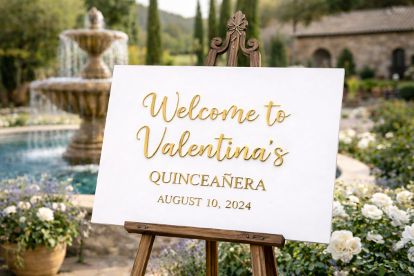 Quinceañera welcome sign with elegance Custom 3D Lettering Quinceañeras Welcome Sign, Personalized MDF Wood Event Decor