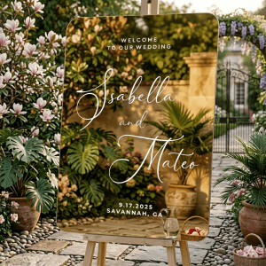 Custom Mirror Acrylic Wedding Welcome Sign, Modern Minimalist Event Decor