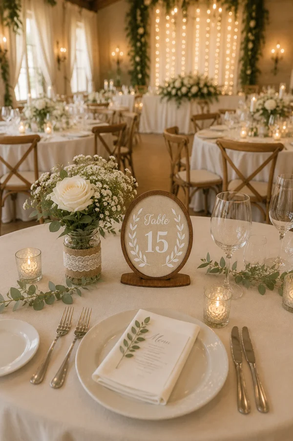 Rustic Linen Wedding Table Numbers, Wooden Frame Centerpiece, Reception Decor