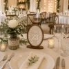 Rustic Linen Wedding Table Numbers, Wooden Frame Centerpiece, Reception Decor