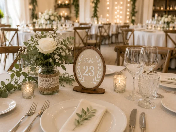Rustic Linen Wedding Table Numbers, Wooden Frame Centerpiece, Reception Decor