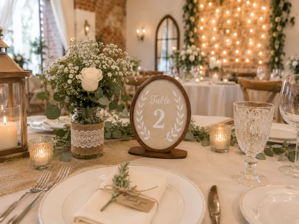 Rustic Linen Wedding Table Numbers, Wooden Frame Centerpiece, Reception Decor