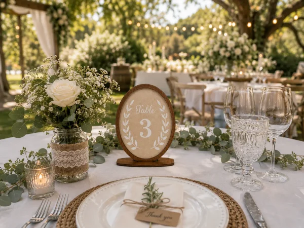 Rustic Linen Wedding Table Numbers, Wooden Frame Centerpiece, Reception Decor