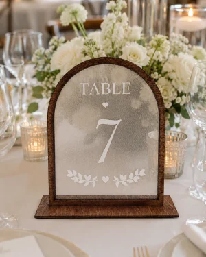 ChatGPT Image May 21, 2026, 12_10_56 PM Wooden Veil Table Numbers, Romantic Arched Wedding Reception Decor, Elegant Bridal Signs