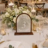 Wooden Veil Table Numbers, Romantic Arched Wedding Reception Decor, Elegant Bridal Signs
