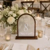Wooden Veil Table Numbers, Romantic Arched Wedding Reception Decor, Elegant Bridal Signs