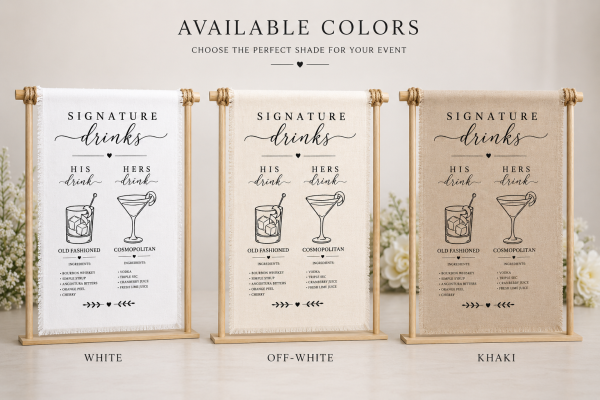 ChatGPT Image May 29, 2026, 06_30_45 PM Linen Signature Drinks Sign, His Hers Bar Menu, Rustic Wedding Cocktail Decor