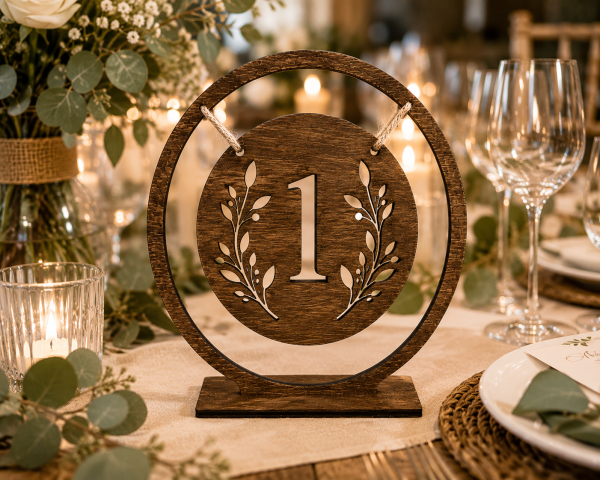 ChatGPT Image May 30, 2026, 10_42_28 AM Rustic Wooden Wedding Table Numbers, Laser Cut Woodland Boho Decor, Freestanding Centerpiece Signs