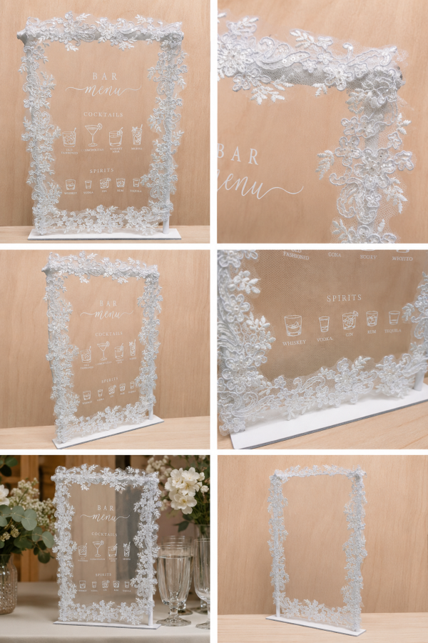 ChatGPT Image May 30, 2026, 12_38_28 PM Lace Wedding Bar Menu Sign, Veil Cocktail Display, Personalized Reception Sign