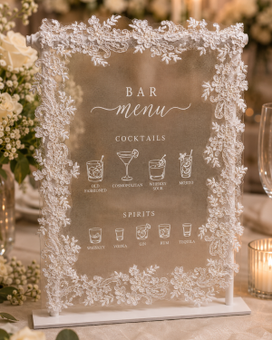 ChatGPT Image May 30, 2026, 12_52_37 PM Lace Wedding Bar Menu Sign, Veil Cocktail Display, Personalized Reception Sign