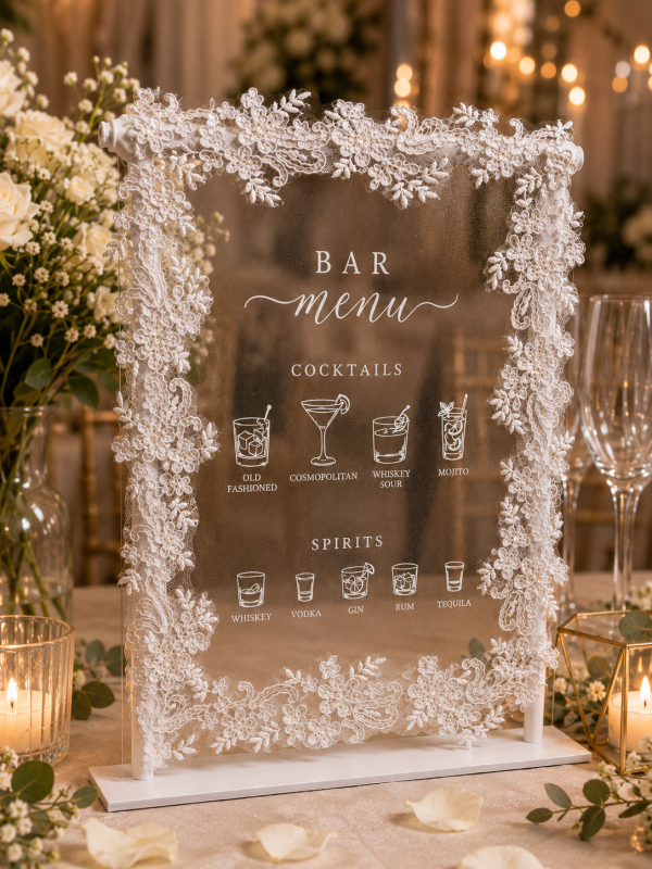 ChatGPT Image May 30, 2026, 12_53_51 PM Lace Wedding Bar Menu Sign, Veil Cocktail Display, Personalized Reception Sign