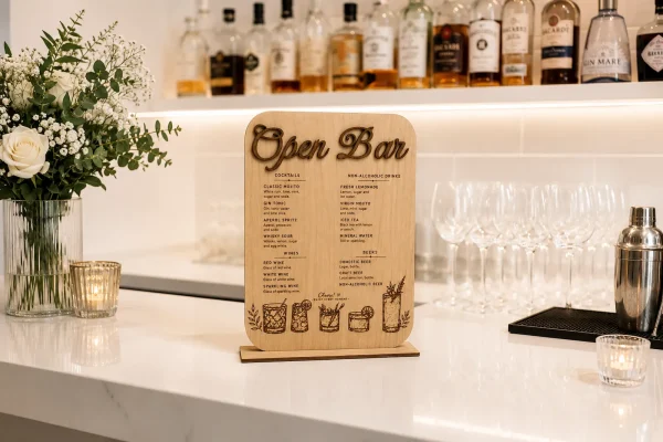 ChatGPT Image May 7, 2026, 11_06_53 AM Custom Wooden Open Bar Sign, Laser Engraved Drink Menu, Rustic Wedding Decor