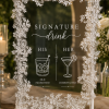 Personalized Lace Veil Wedding Bar Sign | Custom Cocktail Menu (12"x9")