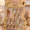 Personalized Baby First Year Photo Frame, Monthly Milestone Keepsake, Wooden Nursery Decor