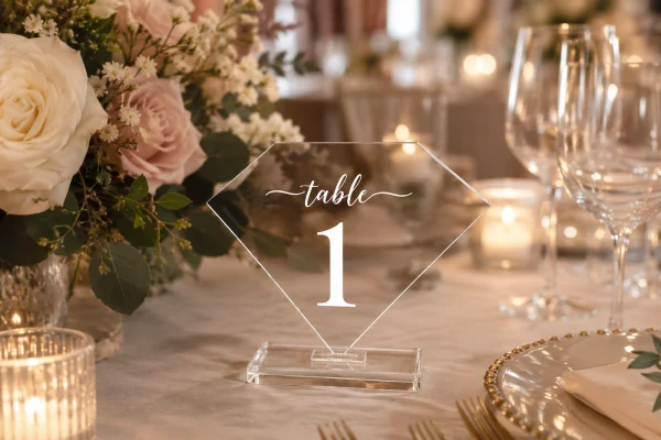 Diamond Acrylic Table Numbers • Modern Wedding Reception Signage