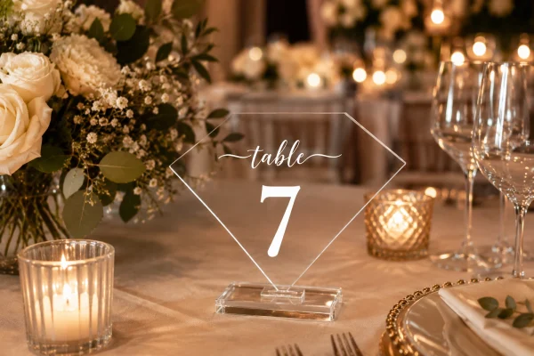 Diamond Acrylic Table Numbers • Modern Wedding Reception Signage