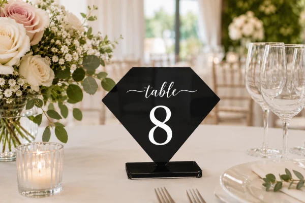 Diamond Acrylic Table Numbers • Modern Wedding Reception Signage