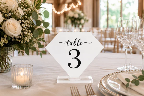 Diamond Acrylic Table Numbers • Modern Wedding Reception Signage