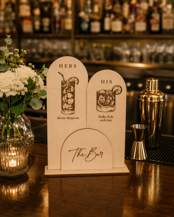 ChatGPT Image Jul 14, 2026, 10_17_16 AM Personalized Wooden Signature Drink Sign | Custom Wedding Bar Decor, His & Hers Cocktails