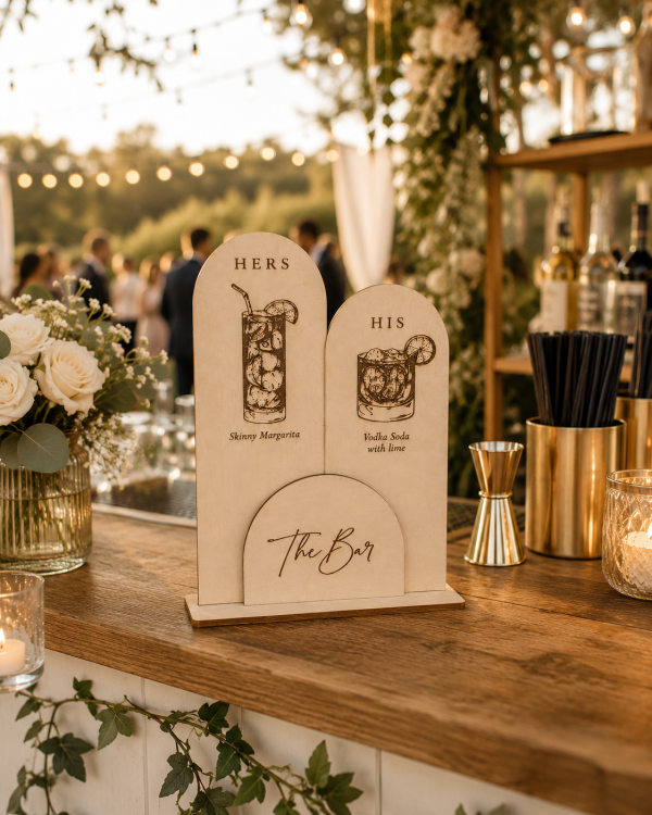 ChatGPT Image Jul 14, 2026, 10_19_47 AM Personalized Wooden Signature Drink Sign | Custom Wedding Bar Decor, His & Hers Cocktails