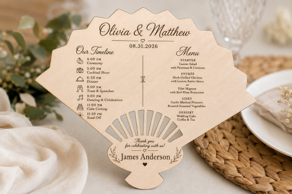 ChatGPT Image Jul 16, 2026, 12_19_29 PM Personalized Wooden Wedding Fan Program | Timeline Menu Place Card Guest Favor