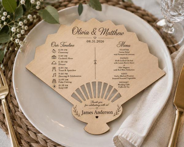 ChatGPT Image Jul 16, 2026, 12_25_22 PM Personalized Wooden Wedding Fan Program | Timeline Menu Place Card Guest Favor