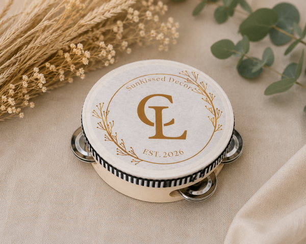 Personalized Wedding Tambourine Favor | Custom Wooden Party Tambourine