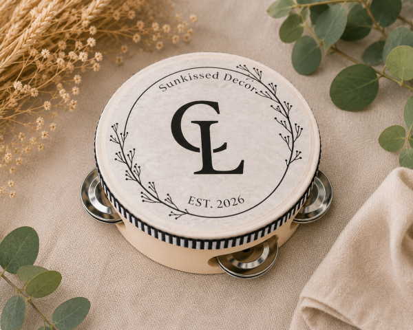 Personalized Wedding Tambourine Favor | Custom Wooden Party Tambourine