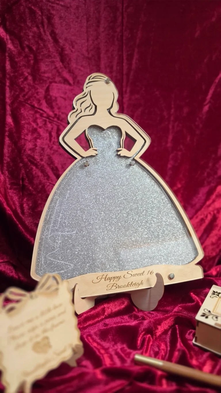 Personalized acrylic and wooden event décor for weddings and celebrations