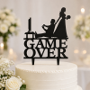 Game Over Wedding Cake Topper, Gamer Bride Groom, Black MDF Silhouette (6"x8")