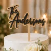 Personalized Last Name Wedding Cake Topper, Layered MDF, Natural Wood Decor