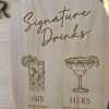 Personalized Wooden Wedding Bar Menu and Signature Drink Set