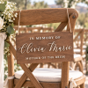 Rustic wooden wedding memorial chair sign with custom name and jute twine
