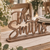 Freestanding wooden couple name sign for sweetheart table wedding decor