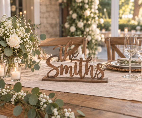 Personalized Sweetheart Table Sign – Wooden Couple Name Sign