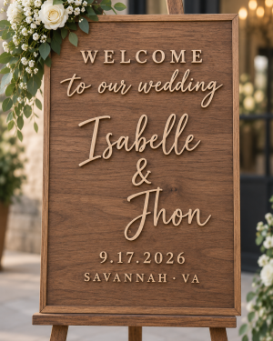 ChatGPT Image Sep 15, 2026, 02_56_59 PM Personalized Wooden Wedding Welcome Sign with 3D Lettering