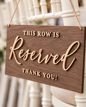 Rustic Wood Reserved Wedding Chair Sign Rustic wood reserved wedding chair sign with natural 3D lettering