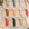 Silk ribbon color options for personalized wooden wedding place cards
