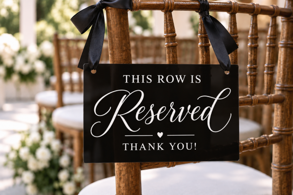 Acrylic Reserved Wedding Chair Sign – This Row Is Reserved