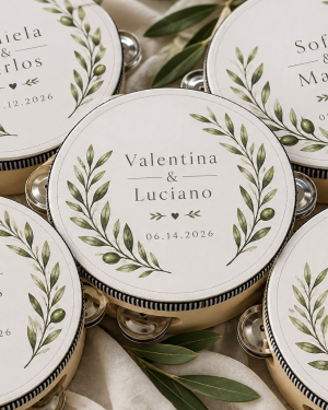 Personalized Wedding Tambourines, Custom 4-Inch Wooden Party Favors.